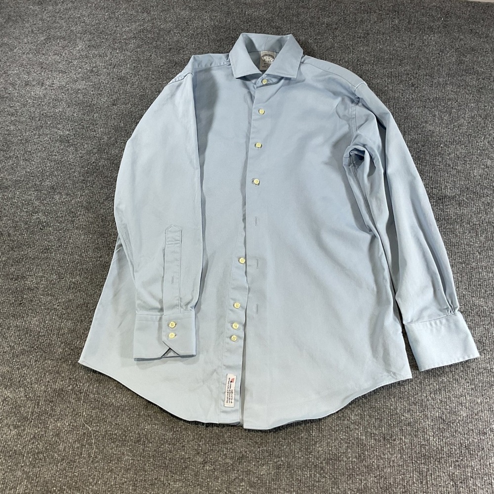 Brooks Brothers Regent Dress Shirt 15-32 Blue Italian Fabric Made in USA Cotton